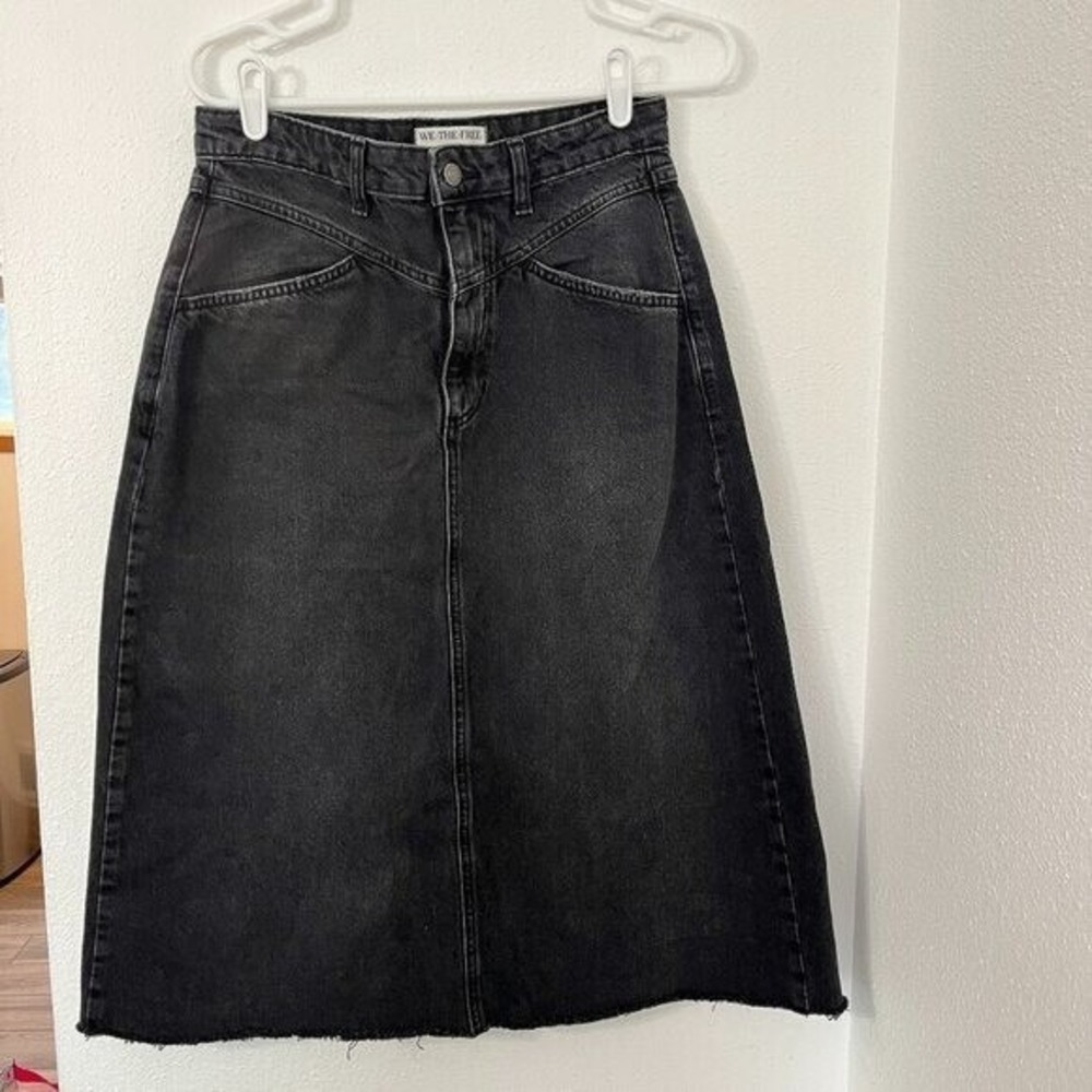 We The Free Free People Come As You Are Denim Maxi Skirt Black Size 4